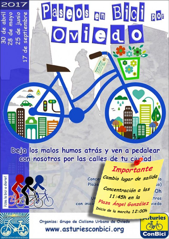 Cartel, XX en bici por Oviedo - 28 de mayo