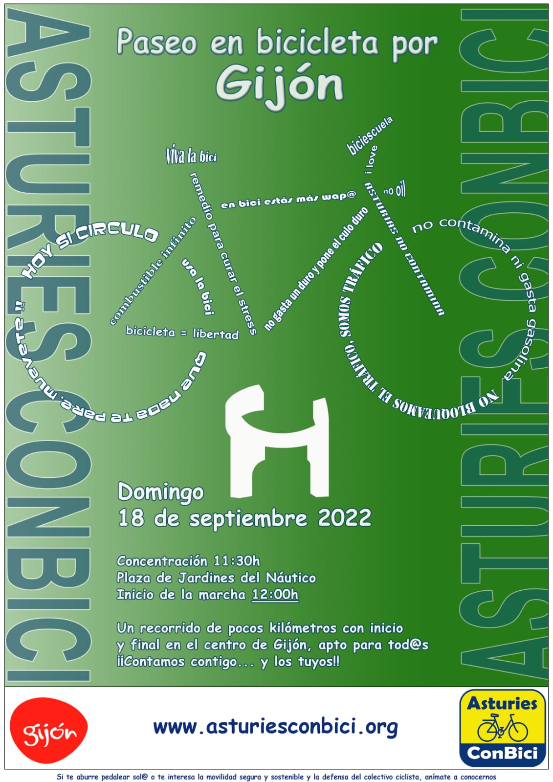 Cartel Paseo en Bici por Gijón